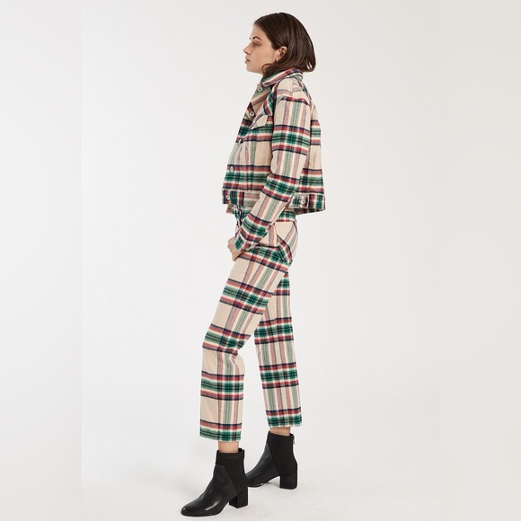 Father’s Daughter LA Raegan Denim Pants - plaid 28 - Picture 2 of 7